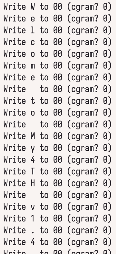 First time capturing bytes written to the LCD