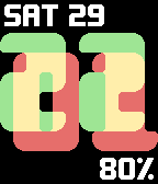 Shine Through watchface, displaying 22:01 with overlapping digits